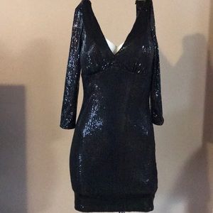Black Sequin Mini Dress